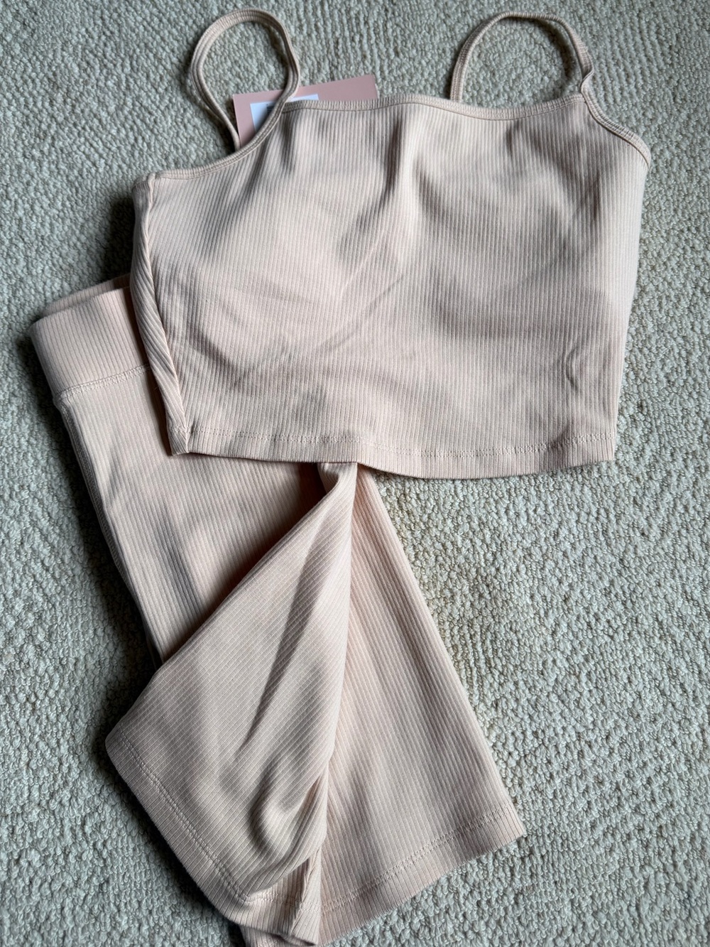Eberjey Ribbed Crop Tank & Biker Shorts — Light Blush - Picture 3 of 3
